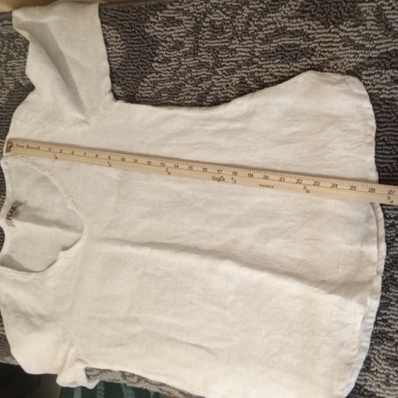 Flax  White Blouse with Cuffed Sleeves and 3/4 Length Lagenlook Linen Size P/S - Picture 10 of 12